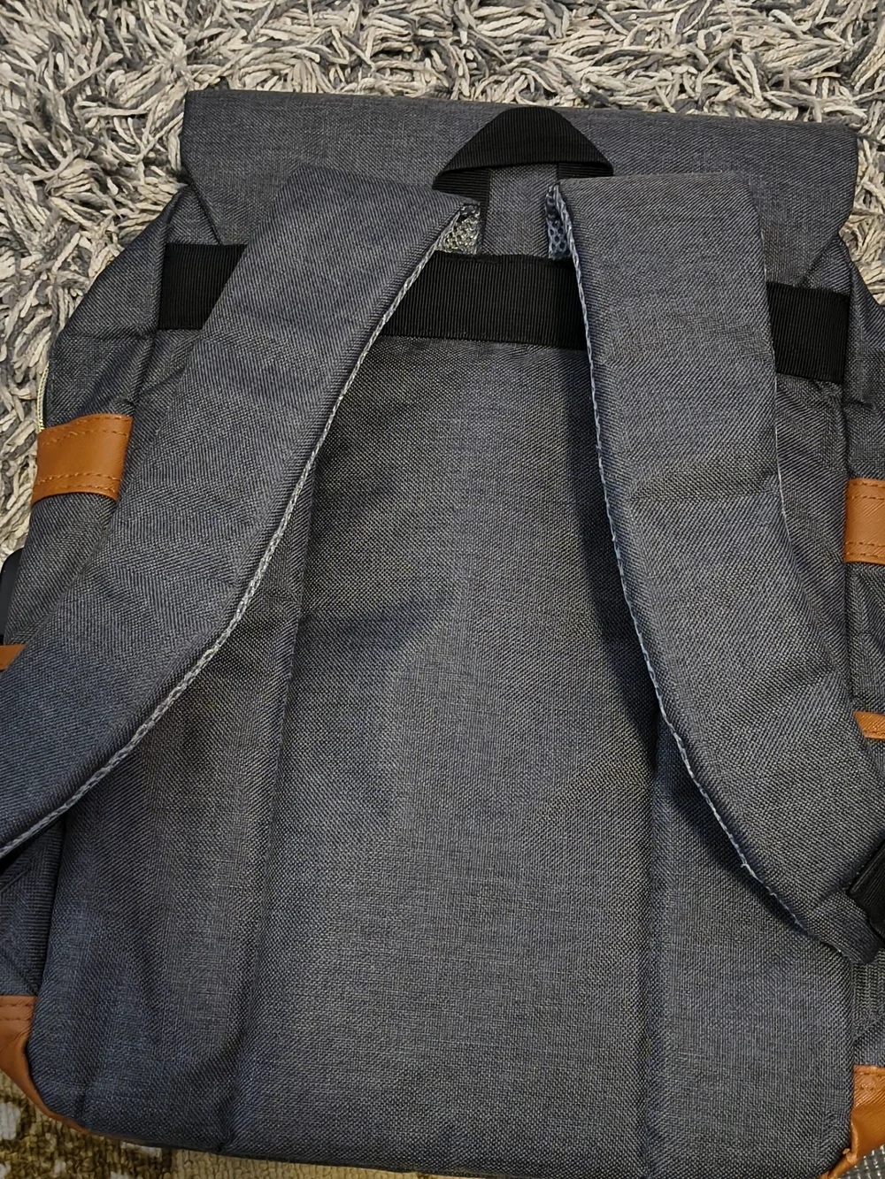 Men's Dark Gray Backpack with Tan Accents